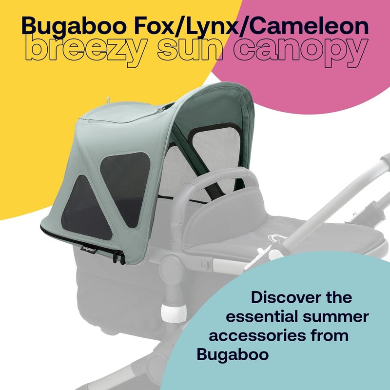 Bugaboo Breezy Sun Canopy with Ventilation Panels & Built-in Mosquito Net – Compatible with Fox, Kangaroo, Cameleon 3, and Lynx Strollers – UPF 50+ Fabric & Water-Repellent Protection - Image 2